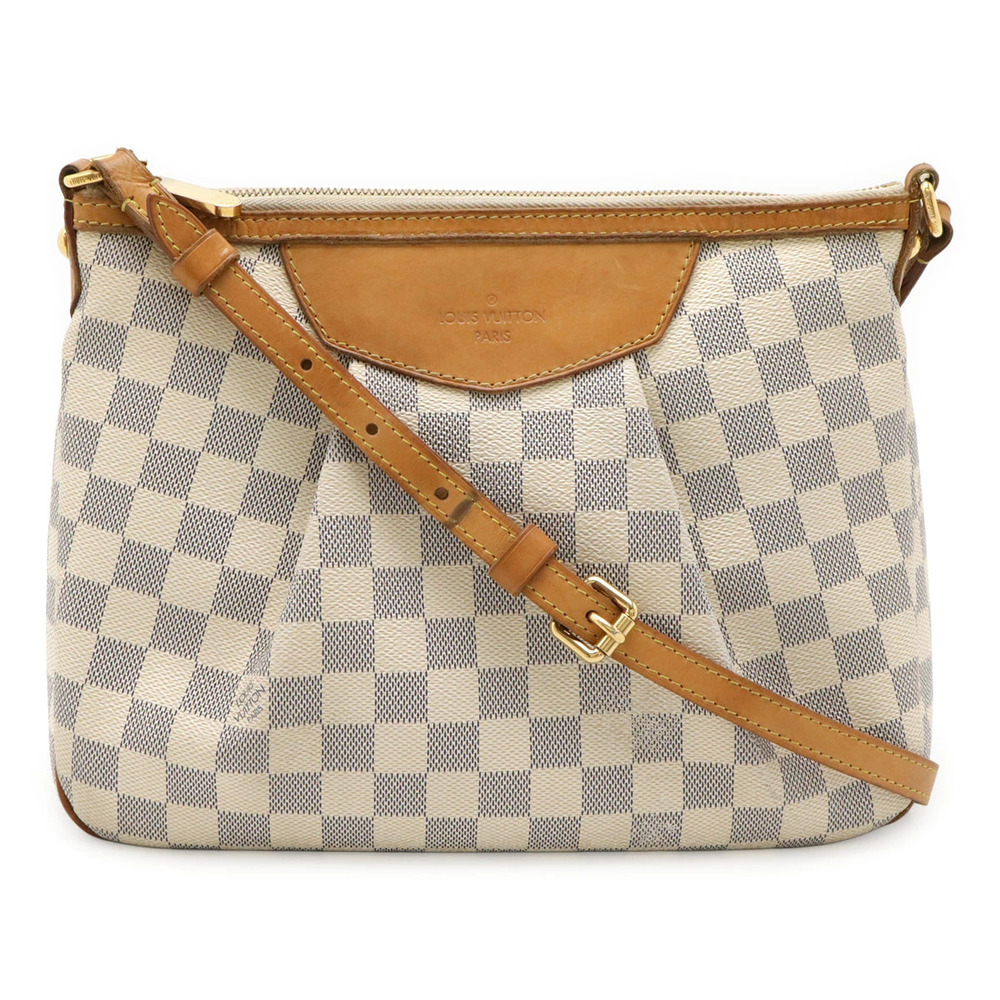 LOUIS VUITTON Damier Azur White Siracusa Shoulder Bag Crossbody